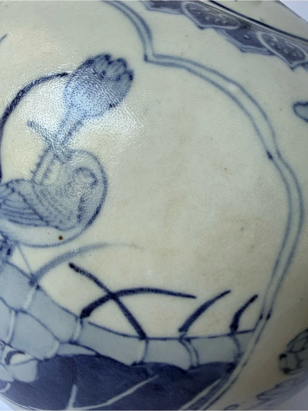 Vintage Chinoiserie Blue Chrysanthemum Floral Bird Lily Pad Porcelain Ginger Jar - Picture 7 of 12